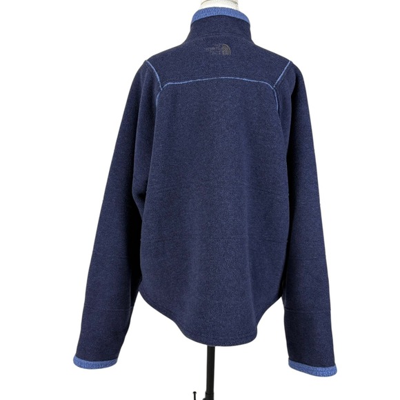 The North Face Quarter Zip Fleece Jacket Womens XL Blue Pullover Kangaroo Pocket - Picture 4 of 10